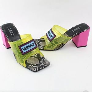 VERSACE 90'S VINTAGE LOGO MID HEEL SANDALS SIZE 39
